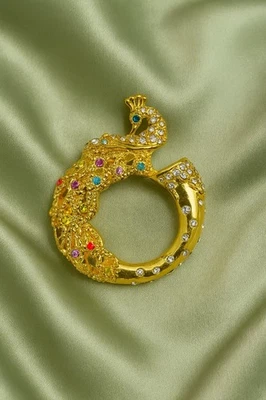 Anillo Pájaro Pavo Real Indio Talla 6 Boda Oro Jhumka Oro Piedras Preciosas Circonita cúbica De Colección Boho Foto 1 de 4