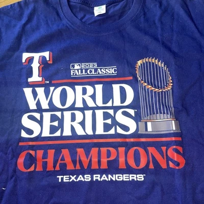 Camiseta Hombre Royal Texas Rangers Serie Mundial 2023 Campeones #31 Scherzer Foto 1 de 4