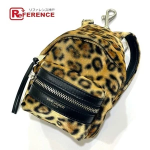 Saint Laurent Women Bag Paris 441911 Leopard Mini Backpack Keychain Charm Velour - Picture 1 of 15