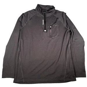 Reebok 1/4 Zip Pull Over Sweatshirt Mens 2XL Gray Gym Workout Running - Picture 1 of 10