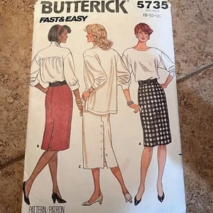 Vintage Butterick 5735 Skirt Pattern 80s 1986 Straight Skirt Sewing Pattern - Picture 1 of 5