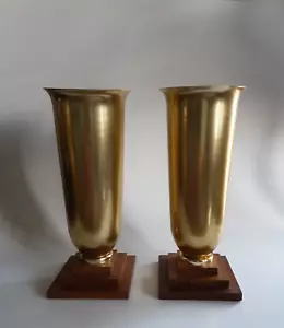 Vintage Metal and Wood Church Urns / Vases Sudbury? Set of 2 - Picture 1 of 6