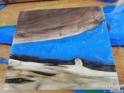 Homemade Wood and Epoxy Cutting Board  9 5/8 x 8 5/8  Plus Two Coasters - Image 1 of 4