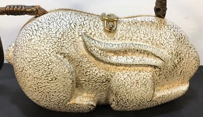 TIMMY WOODS BEVERLY HILLS COLLECTION WOOD BUNNY RABBIT PURSE CROSS BODY CLUTCH - Image 1 of 4