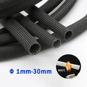 Black Fibreglass High Temperature Sleeving Wire Harness Cable Insulating Tube - Picture 1 of 8