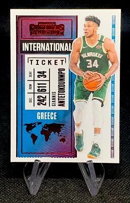2020-21 Panini Contenders Red International Ticket Giannis Antetokounmpo #20 - Image 1 of 2