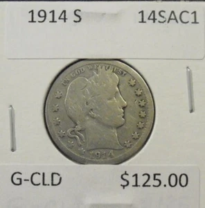 1914 S Barber Quarter, One of the key coins! 90% Silver Low Mintage (14SAC1) - Picture 1 of 3