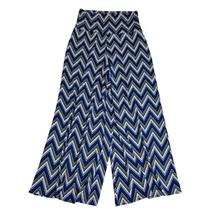 Zac & Rachel Women's M Wide Leg High Waist Pants Stretch Geometric Blue/White - Picture 1 of 8