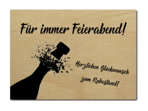 LUXECARDS POSTKARTE aus Holz FÜR IMMER FEIERABEND Pensionierung Rentner Grüße - Bild 1 von 2
