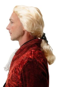 Carnival Wig Blonde With Plait Baroque Nobleman Poet Earl Prince Vampire Dracula - Picture 1 of 4