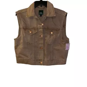 NWT Wild Fable Size: Small Brown Denim Trucker Button Down Vest - Picture 1 of 8