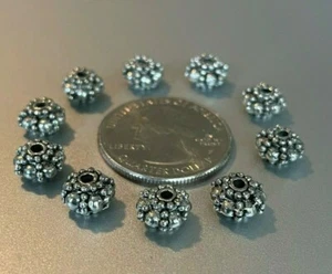 (10) Antique Silver Plate 5mm x 10mm Patterned Saucer Spacer Beads - Picture 1 of 3