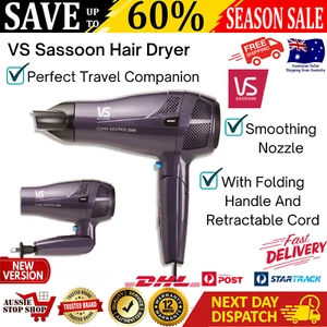 VS Sassoon Hair Dryer with Retractable Cord Foldable Handle Grip Ionic Ceramic - Picture 1 of 13