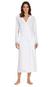 New Women's HANRO Zelda White Cotton Robe Size S
