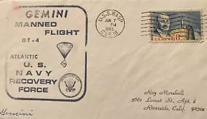 SPACE COVER :GEMINI 4 ONBOARD PRIME RECOVERY SHIP US WASP(CVS 18) JUN 7, 1985 - Picture 1 of 5