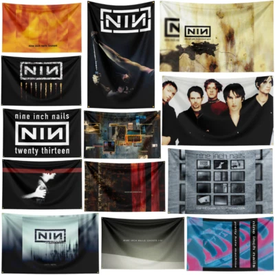 Nueve Pulgadas Uñas Banda de Rock Pesado Bandera Bandera Tapiz Poliéster + Ojales de Latón Foto 1 de 4