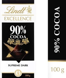 Lindt EXCELLENCE Dark 90 % Cocoa dark chocolate bar, 100 g (pack of 10)£:) - Picture 1 of 3