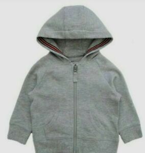 MOTHERCARE Boys Hooded Top Grey Zipped Cardigan Jacket Baby Hoodie PE Sports NEW