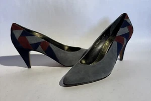Martinez Valero Suede Shoes. Leather Soles. Color-Grey/Navy Blue/Burgandy. NWOB. - Picture 1 of 13