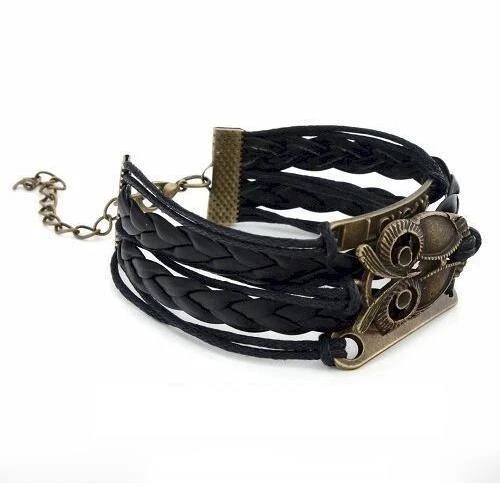 Bracciale Donna Dream Gufo Love braccialetto da Uomo bronzo nero intrecciato  - Immagine 1 di 1