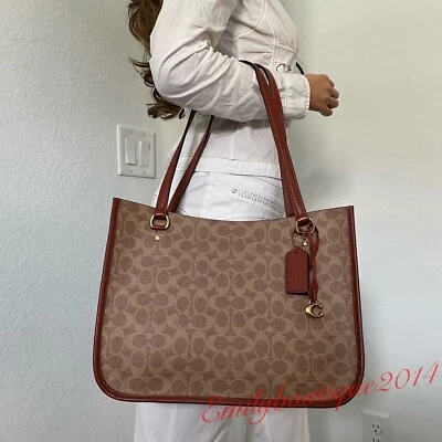NWT Coach C2591 Tyler Carryall In Signature Canvas & Leather Tan Rust Bag Tote - Image 1 of 4