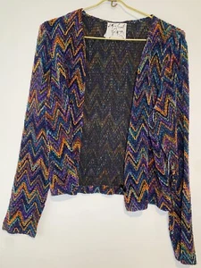 Michael Simon Cardigan Chevron Medium Chenille New York Rayon Yarn Art To Wear - Picture 1 of 6