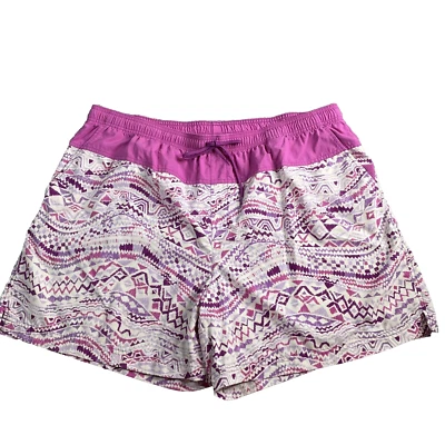 Pantalones Cortos Para Mujer COLUMBIA 2x Pull On Púrpura Blanco Bolsillos Nylon Estampado Azteca Foto 1 de 4