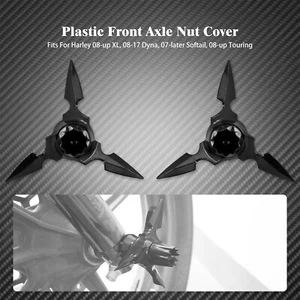 ABS Spun Blade Spinning Front Axle Cap Nut Cover Fit For Harley FLH XL 883 Dyna - Foto 1 di 13