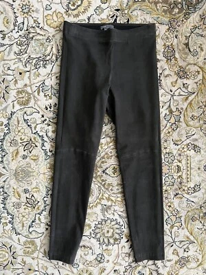 Pantalones Vince 100% Cuero Marrón Muy Oscuro Elastizados S Pequeños Leggings Foto 1 de 4