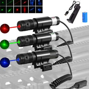 Blue Green Red Gun Sight Laser Dot Rifle Scope+ Switch + Picatinny Rail Mounts  