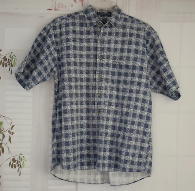 Camisa Van Heusen M Sobre Fácil Lino Algodón Azul Cuadros Abotonada Manga Corta Usada en Excelente Condición Foto 1 de 4