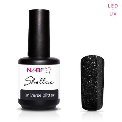 N&BF Shellac LED + UV Gel Nagellack kratzfest & splitterfest | Universe Glitter - Bild 1 von 4