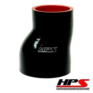 HPS 2.5" > 3.5" ID x 3" Long 4-ply Silicone Offset Reducer Coupler Hose Black - Foto 1 di 3