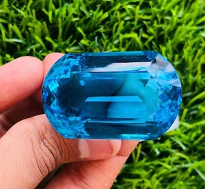 100 Ct Fancy Cut Brazilian Blue Topaz Loose Gemstone - Picture 1 of 6