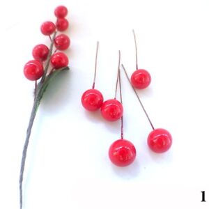 50PCS Christmas Red Berry Pick Holly Branch Wreath Xmas Tree Decoration Craft CA