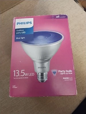 Philips #13.5-PAR38- 13.5 Watt Blue LED Flood Light Bulb- Medium Base 9290013065 - Image 1 of 4