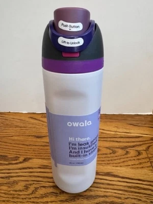Owala FreeSip Insulated Stainless Steel Water Bottle White Purple 24 oz New - Image 1 of 4