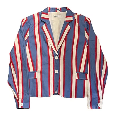 Abrigo deportivo blazer a rayas verticales Ben Sherman para mujer talla XL azul rojo usado Foto 1 de 4