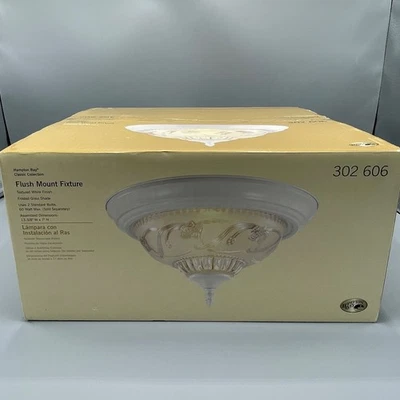 Hampton Bay Classic Collection Flush Mount Light Fixture Textured Floral White - Image 1 of 4