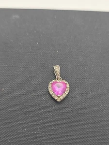 Colgante corazón plata de ley y zafiro rosa - Imagen 1 de 4