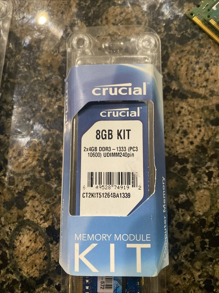2x4GB DDR3 PC3-10600 DIMM (Crucial CT2KIT51264BA1339 Equivalent) Memory RAM - Image 1 of 1