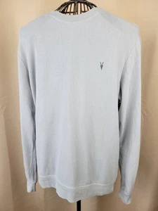 All Saints Raven Crew Neck Ramskull Sweatshirt Men M Light Blue/Grey 1 Flaw - Picture 1 of 15