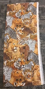 Vintage Dschungel Safari Tiere gesteppter Stoff Kissen 15x38 Löwe Giraffe Tiger Zebra - Bild 1 von 4