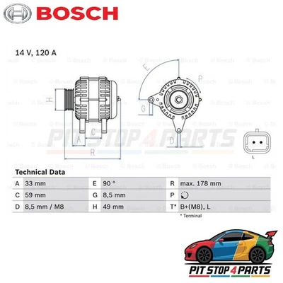 Bosch 0986045241 Alternator 178 mm Fits Volvo V40 1995-1999 MW31216373 - Image 1 of 4