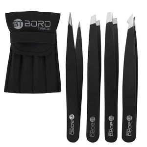 Stainless steel Tweezer set with pouch for eyebrows beard hair UK Fast shipping - Picture 1 of 5