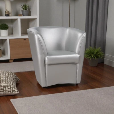 Poltrona Valentina per casa ufficio in ecopelle Argento scuro - Immagine 1 di 4