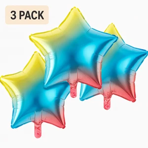 Regenbogen Stern Folienballons 3er Pack Party Deko blau gelb rot Luftballons - Bild 1 von 3