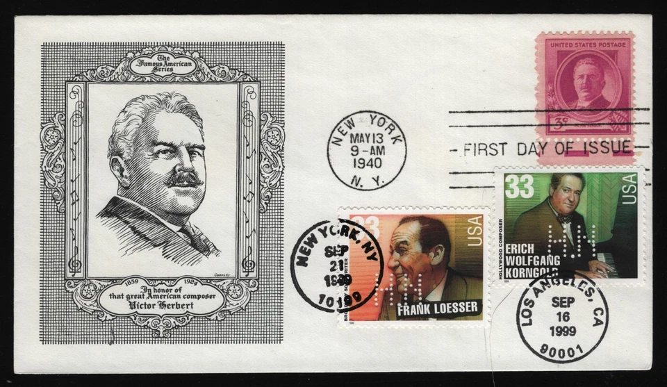 #881 3c Victor Herbert, Coakley-Triple Cancel [1] FDC **ANY 5=FREE SHIPPING** - Image 1 of 1