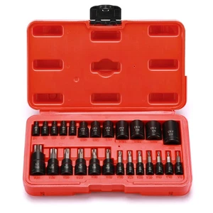 25PCS 1/4",3/8",1/2" Drive Torx Bit and External Socket Set,12 Female E-Torx ... - Picture 1 of 6
