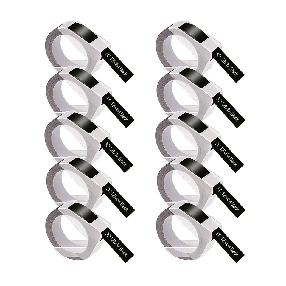 10PK Compatible for Dymo 3D 521209 Emobssing Tape Self-Adhesive Glossy Labeling - Image 1 of 4